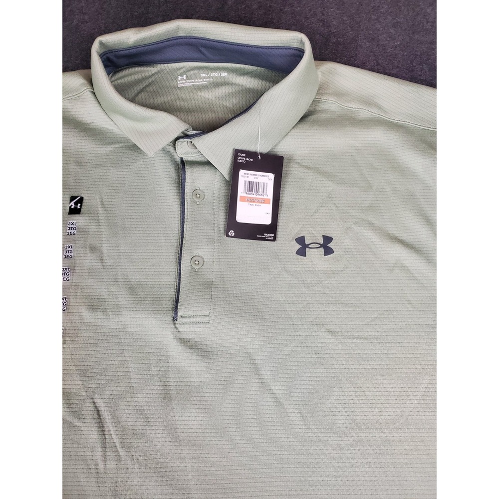 Under Armour Tech Golf Polo Mens Loose Fit Green 3XL New 1290140